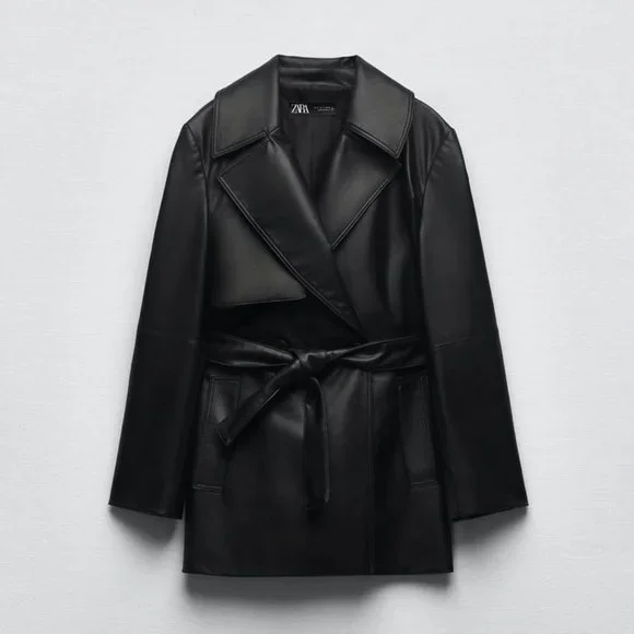 Zara Jackets Coats Nwt Zara Faux Leather Short Trench Coat